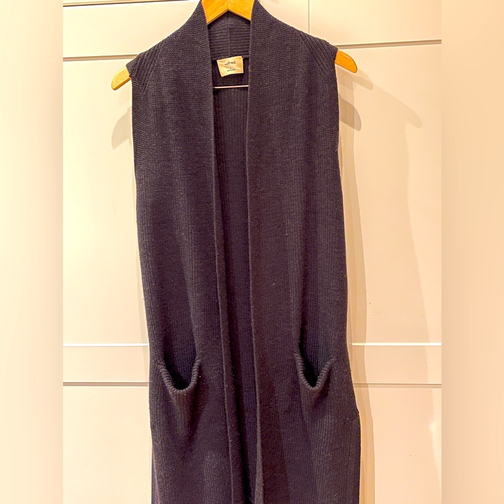 Wilfred long Grey Merino Wool vest Size Small